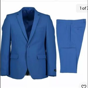 Three Piece Blue Slim Fit Mens Suit